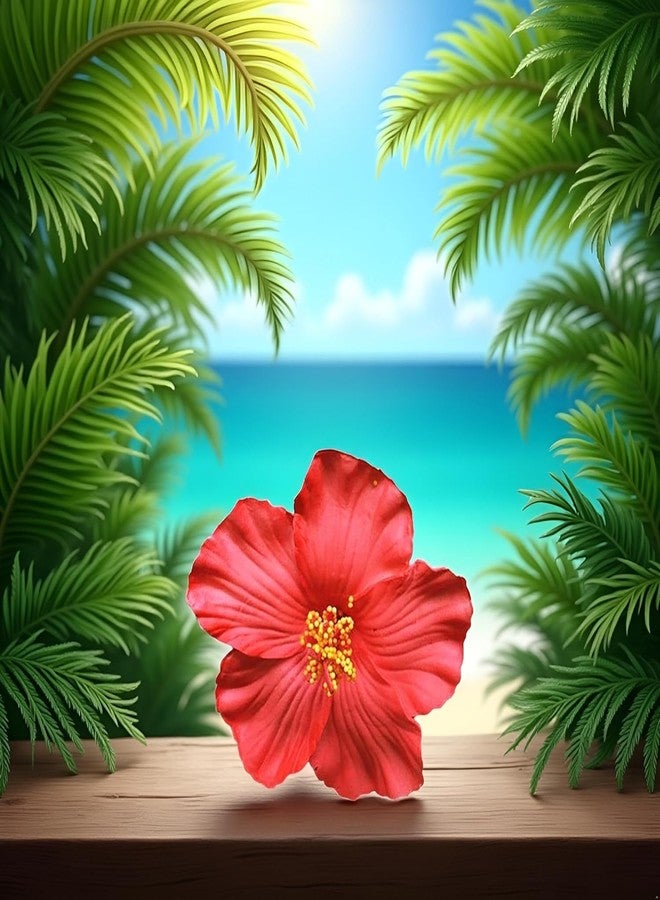 GOUDOGEDC Red Hawaiian Flower Hair Clip for Women Girls Fashion Bohemian Flowers Hair Accessory for Dancer Bridal Wedding Beach Party Hair Accessories (8cm) - Image 5